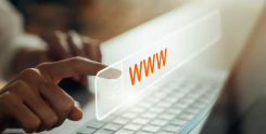 Domínio mão apontando para o domínio com www